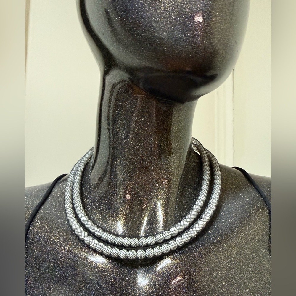 Black pearl necklace nylon mesh tubing necklace elegant